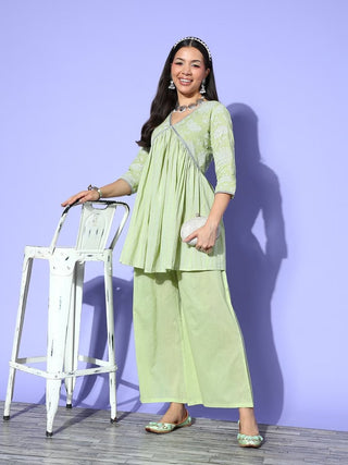 Ahalyaa Printed Tunic with Palazzos - Distacart