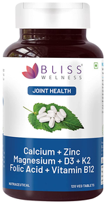 Thumbnail for bliss welness joint health calcium zinc megnesium d3 k2 veg tablet