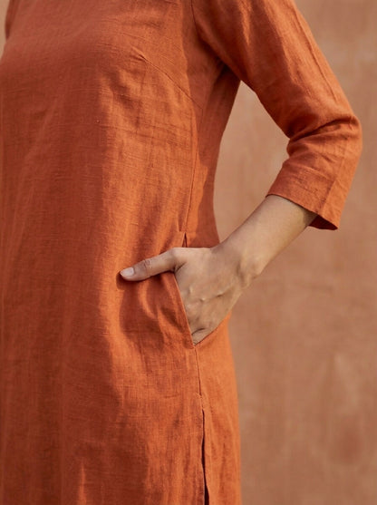 Gharana India Aira Rust Orange Cotton Co-ord Set - Dista