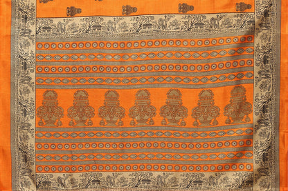 Vamika Orange Printed Art Silk Saree - Distacart