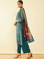 Thumbnail for Soch Geometric Printed Regular Sequinned Kurta With Palazzos & Dupatta - Distacart