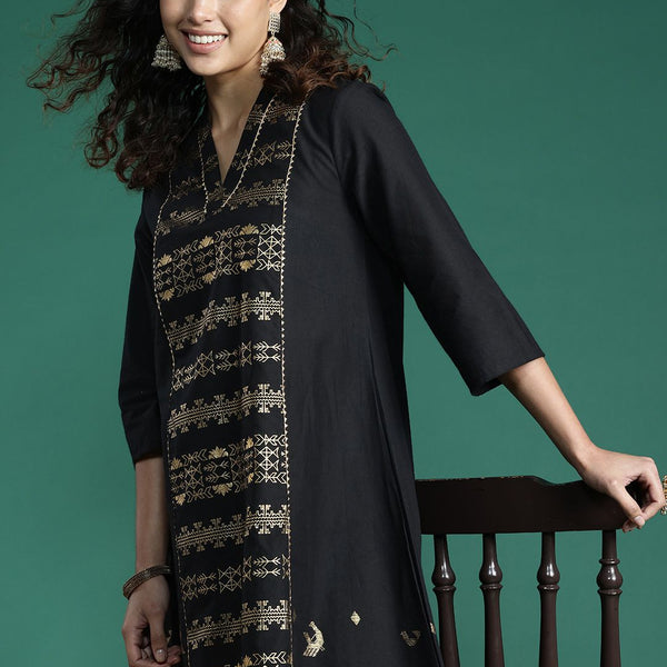 Sangria Ethnic Motifs Printed Gotta Patti Kurta - Distacart