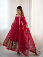 Thumbnail for Joban Fashion Red Georgette Sequence Embroidery Work Readymade Kurta Set