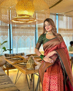 Thumbnail for Preksha Creation Banarasi Soft Silk Women Red Saree - Distacart