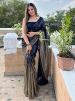 Thumbnail for Anouk Black Embellished Sequinned Pure Georgette Saree - Distacart