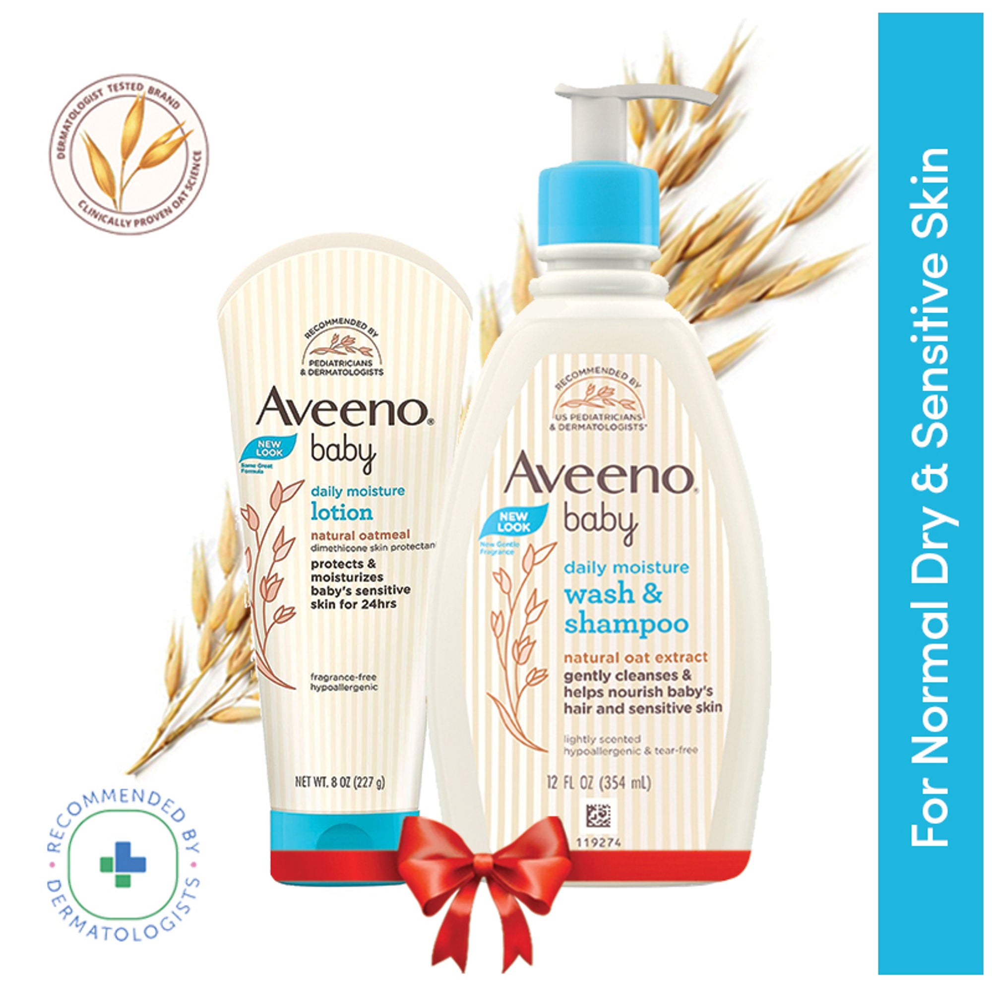 Aveeno Baby Daily Moisturizing Lotion & Wash Shampoo Combo | Dry, Itchy & Sensitive Skin