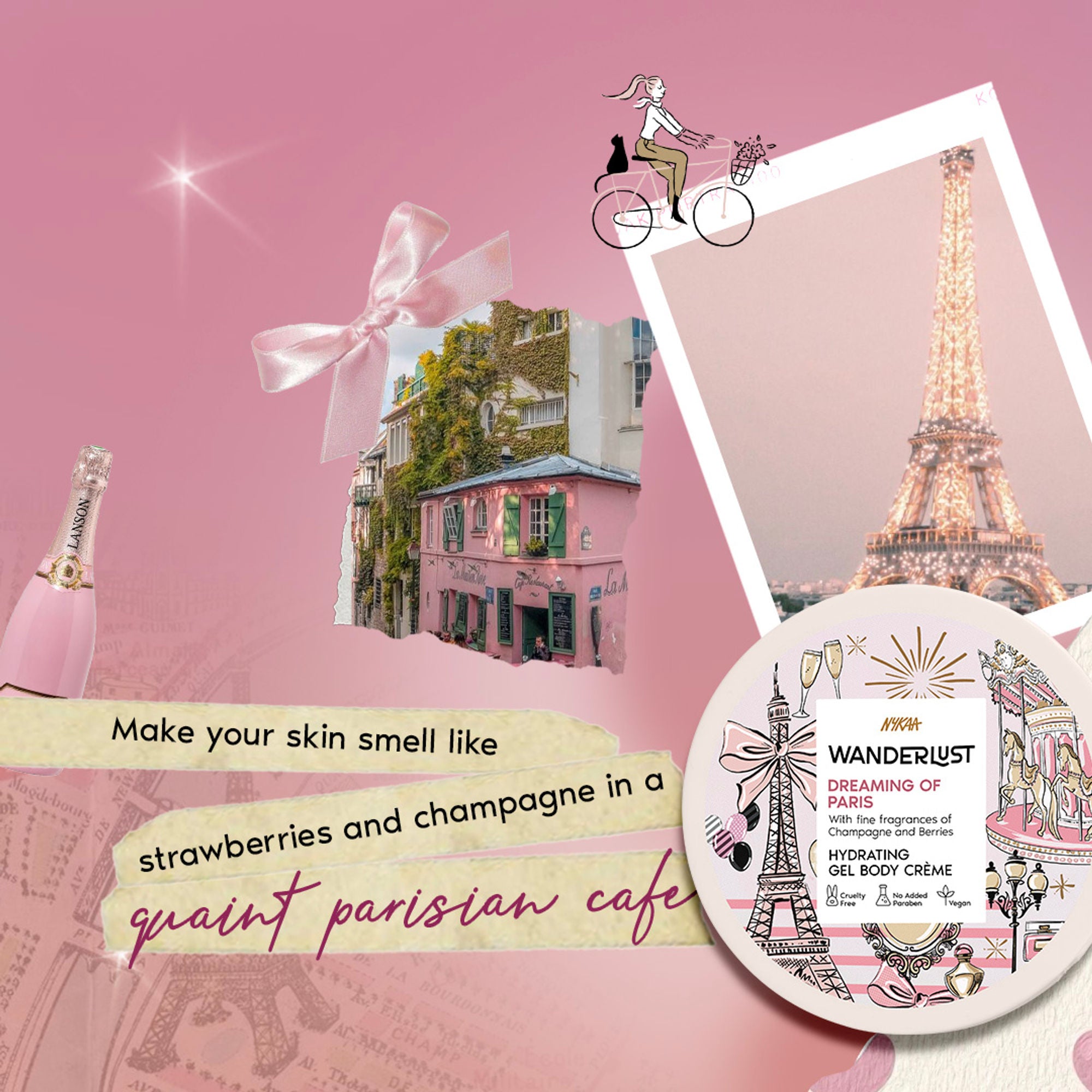Wanderlust Dreaming Of Paris Hydrating Gel Body Creme With Champagne And Strawberry - Distacart