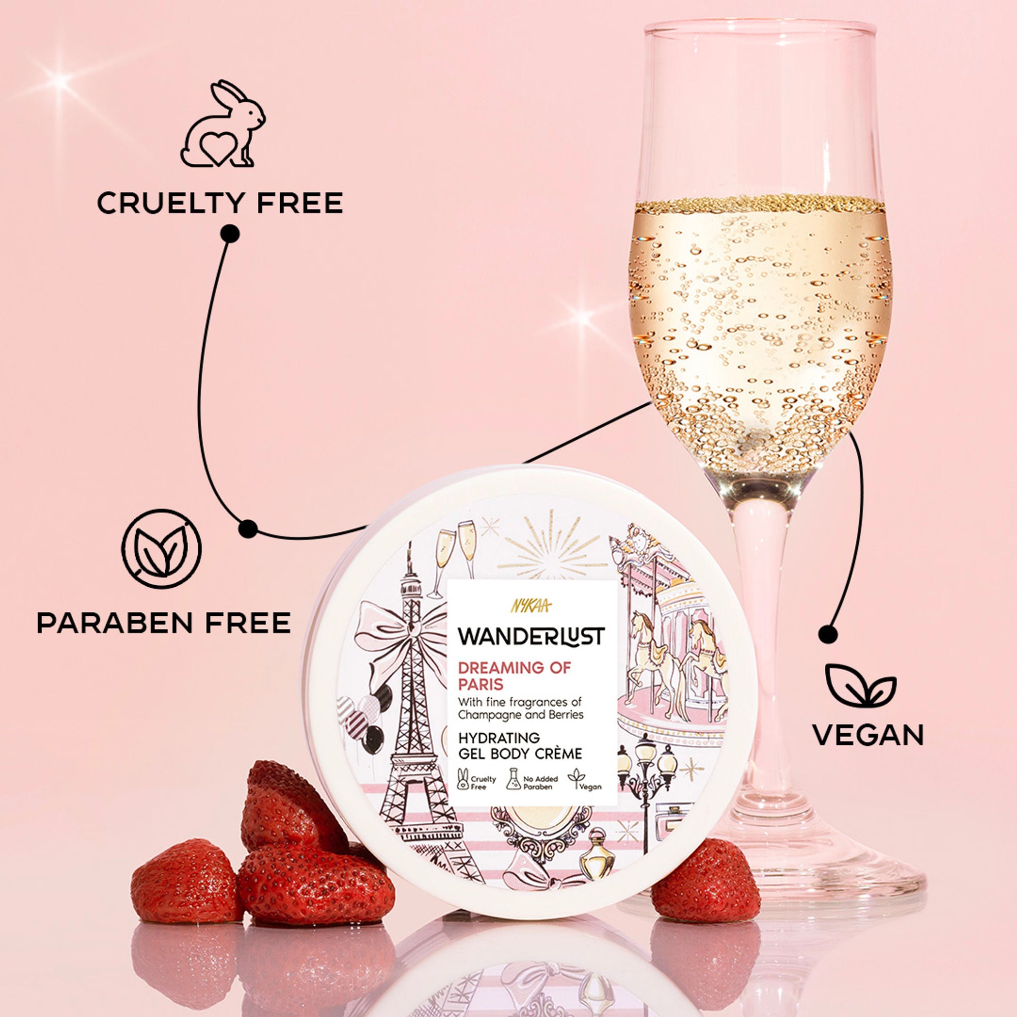 Wanderlust Dreaming Of Paris Hydrating Gel Body Creme With Champagne And Strawberry - Distacart