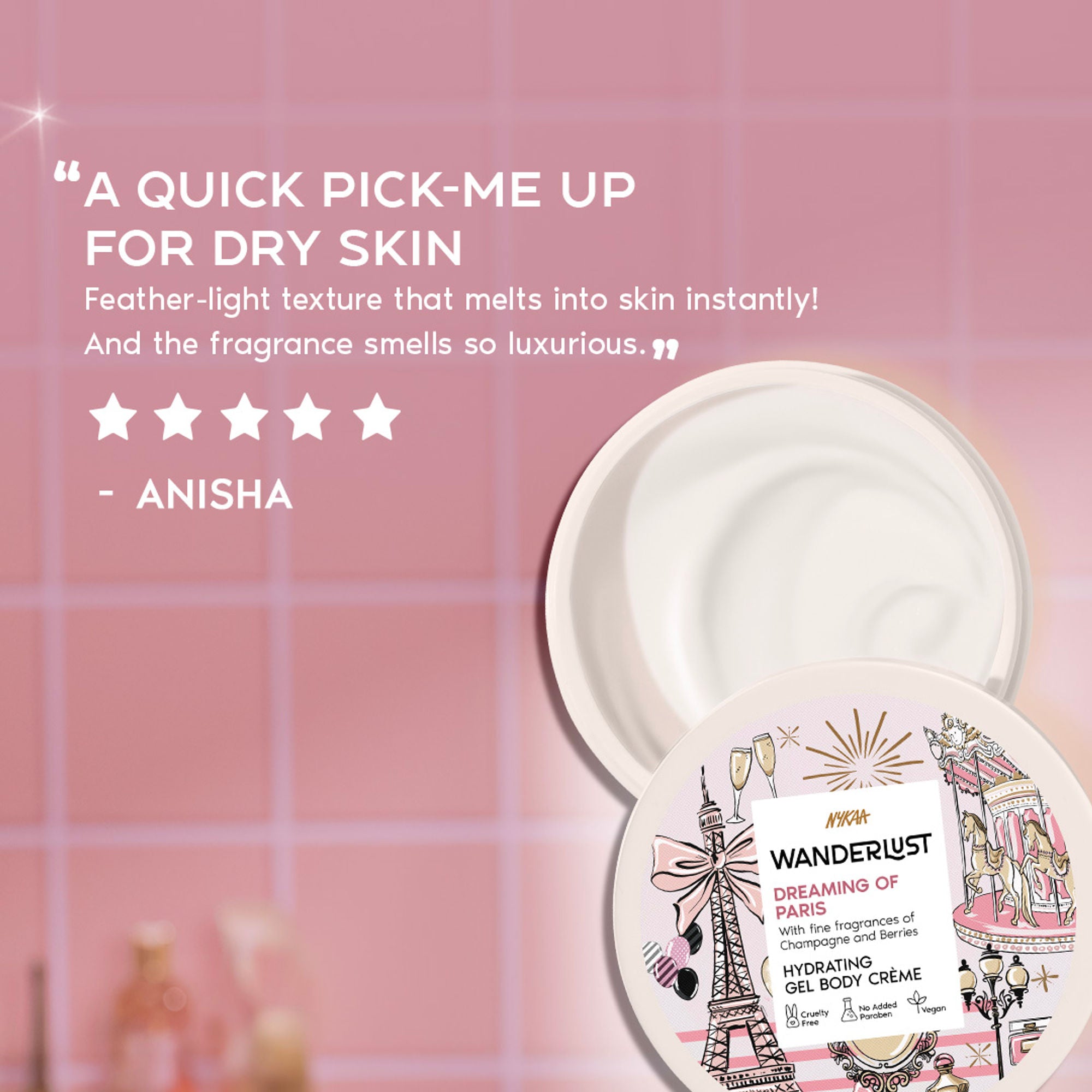 Wanderlust Dreaming Of Paris Hydrating Gel Body Creme With Champagne And Strawberry - Distacart