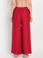 Thumbnail for TAG 7 Women Pack Of 2 Black & Maroon Solid Flared Palazzos