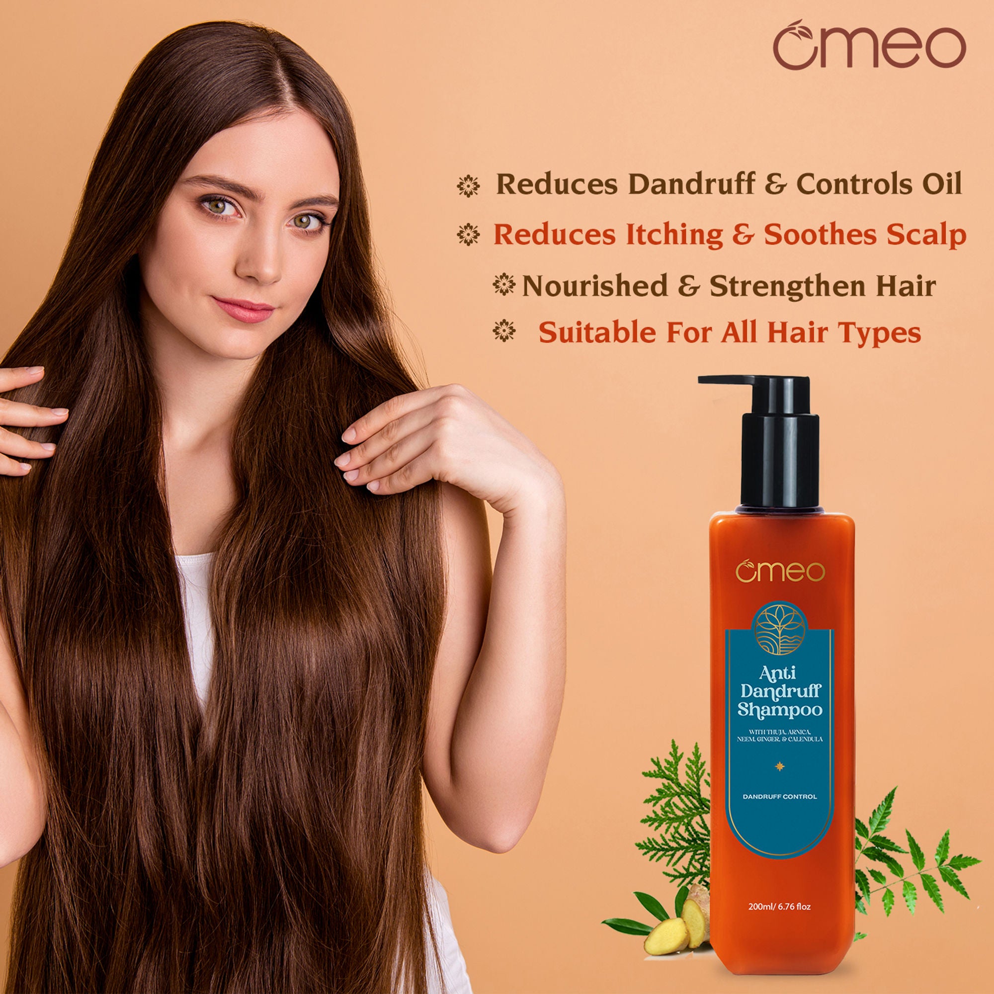 Omeo Anti Dandruff Shampoo With Green Natural Anti Dandruff Agent - Dista
