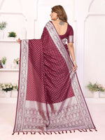 Thumbnail for Aastha Fashion Wine Georgette Silk Zari Weaving Saree - Distacart
