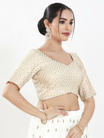 Thumbnail for Joban Fashion Off White Silk Padded Blouse With Sweetheart Neck Elbow Sleeves - Distacart