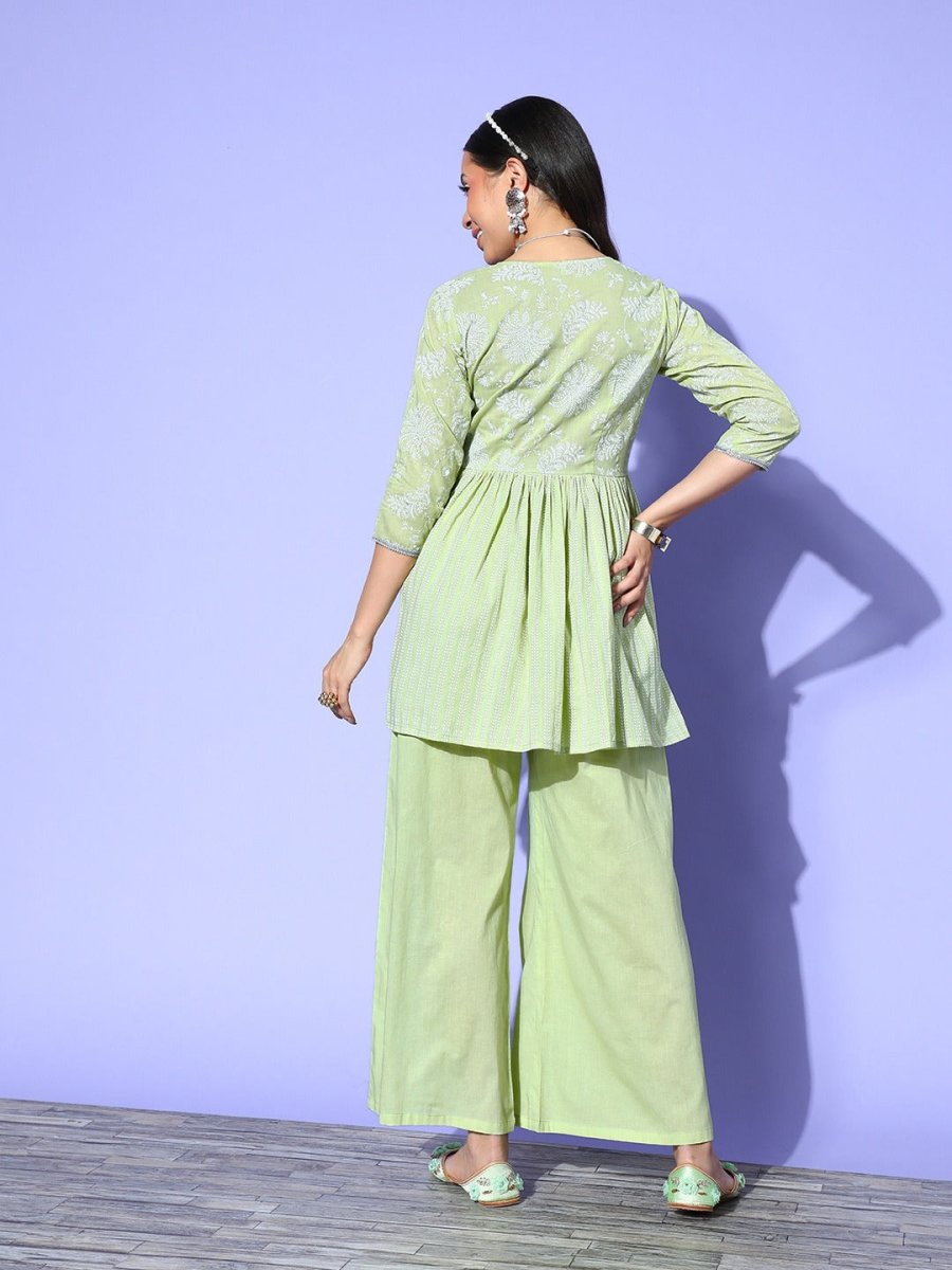 Ahalyaa Printed Tunic with Palazzos - Distacart