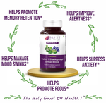 Thumbnail for bliss welness brain health brahmi shankapushpi ginkgo biloba veg tablet