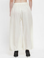 Thumbnail for TAG 7 Women Off-White Solid Flared Palazzos