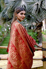 Thumbnail for Partywear Designer Red Banarasi Silk Fancy Saree - Starwalk - Distacart