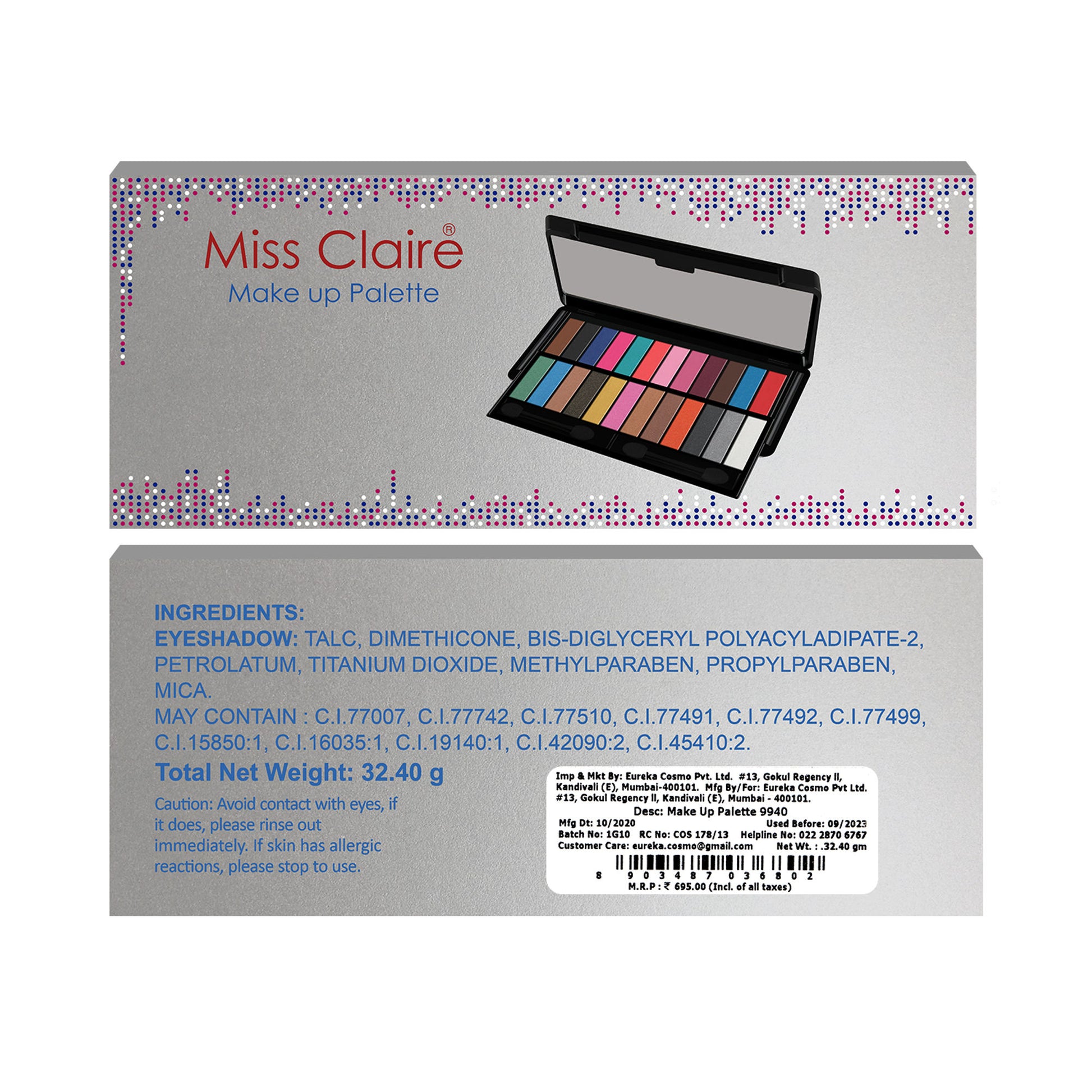 Miss Claire Make Up Palette 9940 (Eyeshadow Palette) - Distacart