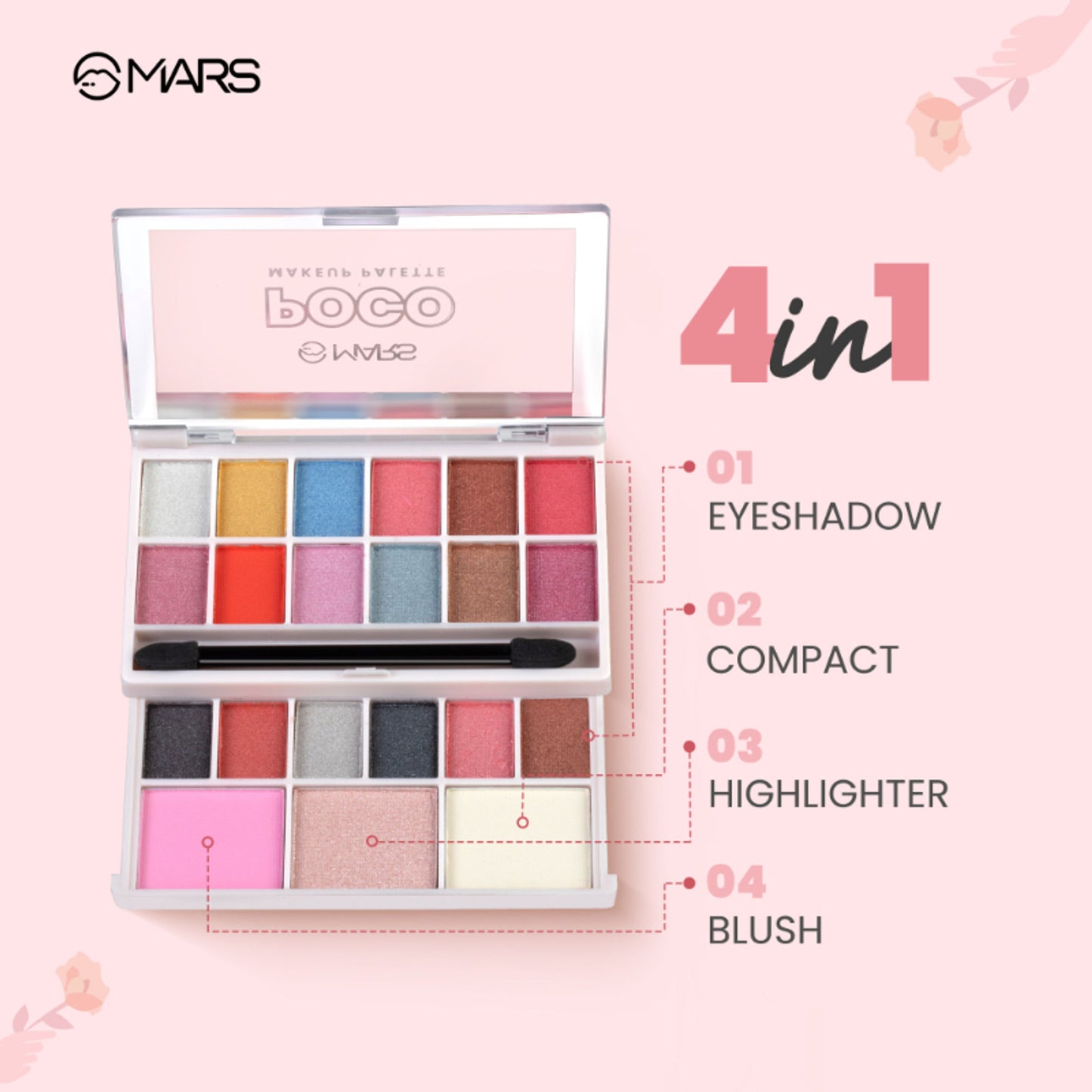 MARS Cosmetics Poco Face Makeup And Eyeshadow Palette - 01 - Distacart