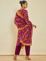 Thumbnail for Soch Floral Printed Sequinned Kurta & Trousers With Dupatta - Distacart