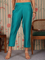 Thumbnail for Ode by House of Pataudi Mandarin Collar Printed Regular Chanderi Silk Straight Kurta Set - Distacart