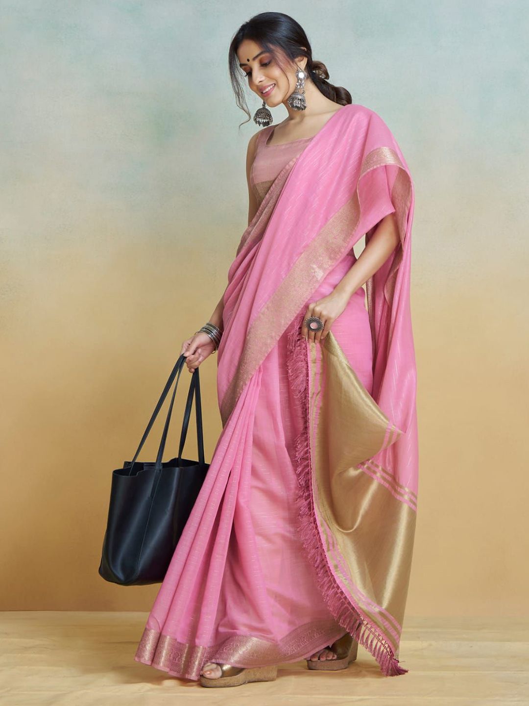 Mitera Pure Cotton Chanderi Saree - Distacart