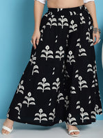 Thumbnail for TAG 7 Floral Block Printed Flared Pure Cotton Ethnic Palazzos