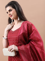 Thumbnail for Vishudh Shoulder Straps Ethnic Motifs Printed Empire Kurta with Trousers & With Dupatta