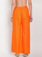 Thumbnail for TAG 7 Women Orange Solid Flared Palazzos