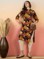 Thumbnail for Anouk Floral Printed Mandarin Collar Straight Kurta