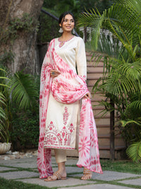 Thumbnail for Kalini Floral Embroidered Straight Kurta With Trousers & Dupatta - Distacart
