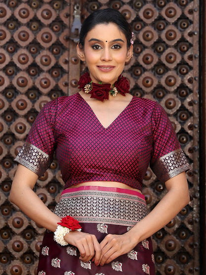 Shree Shyam Fashion Purple Silk Saree - Distacart