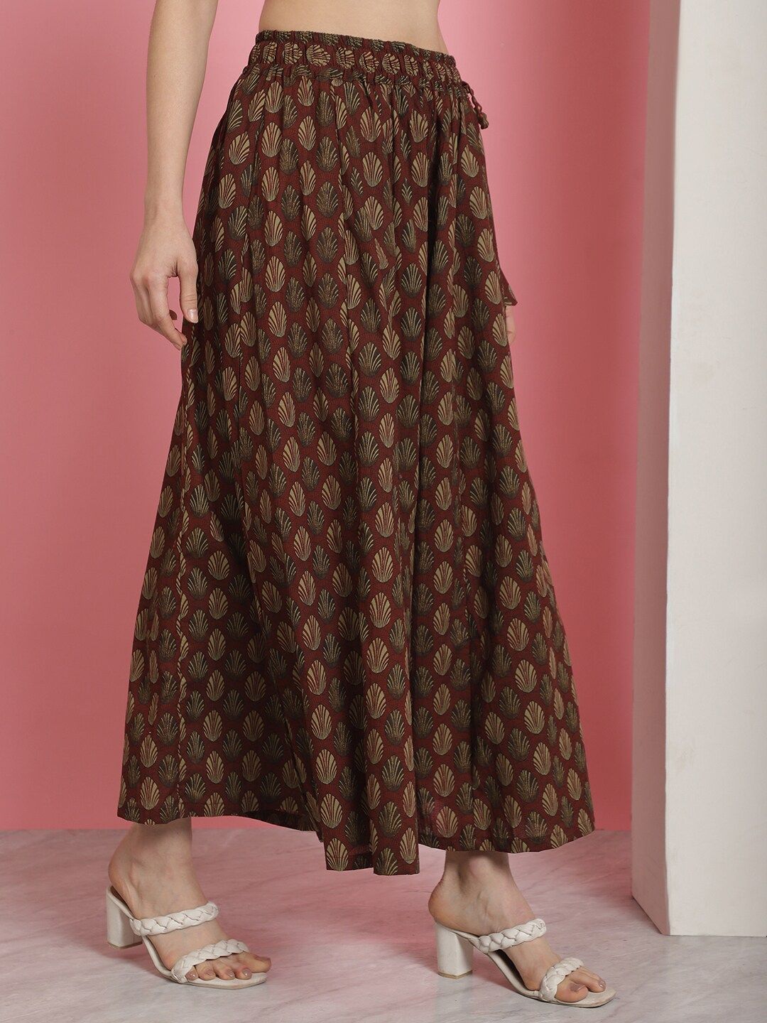 TAG 7 Floral Printed Flared Pure Cotton Ethnic Palazzos - Distacart