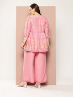 Thumbnail for Sztori Plus Size Printed Gotta Patti Empire Kurta with Palazzos