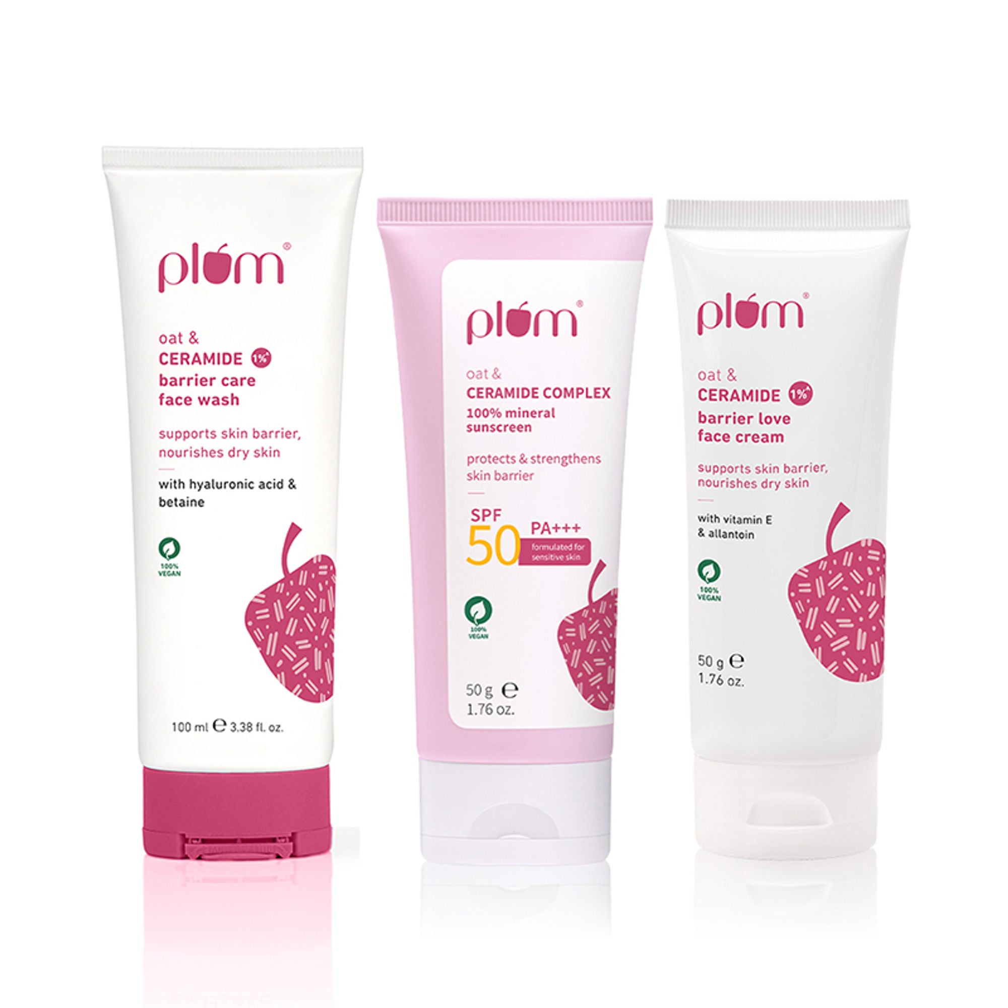 Plum Ceramides Face Wash, Moisturizer & Sunscreen SPF 50 PA+++ Combo for Barrier Repair & Sun Care - Distacart