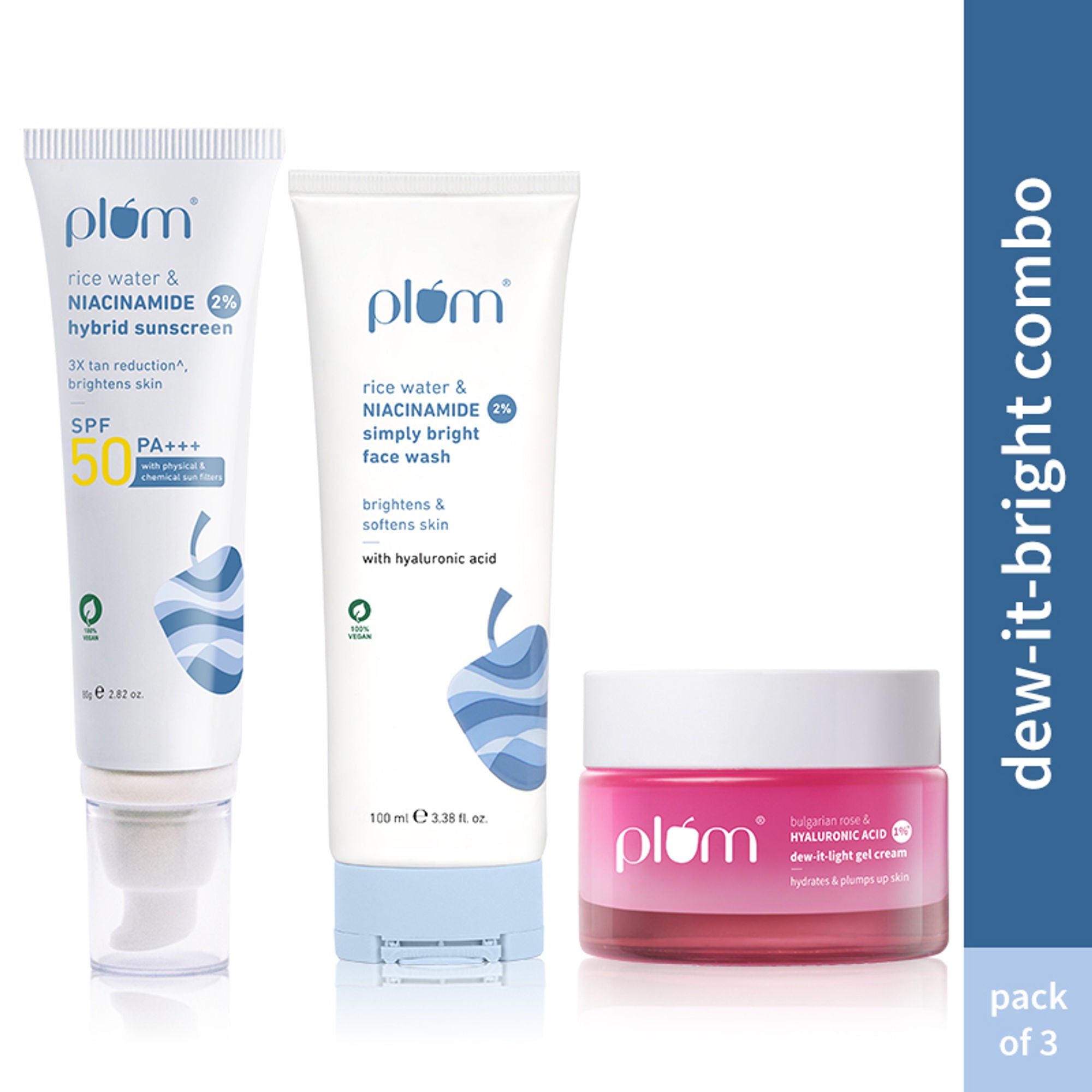Plum Niacinamide & Hyaluronic Acid CSM Combo with SPF 50 PA+++ Trio for Hydrated Skin