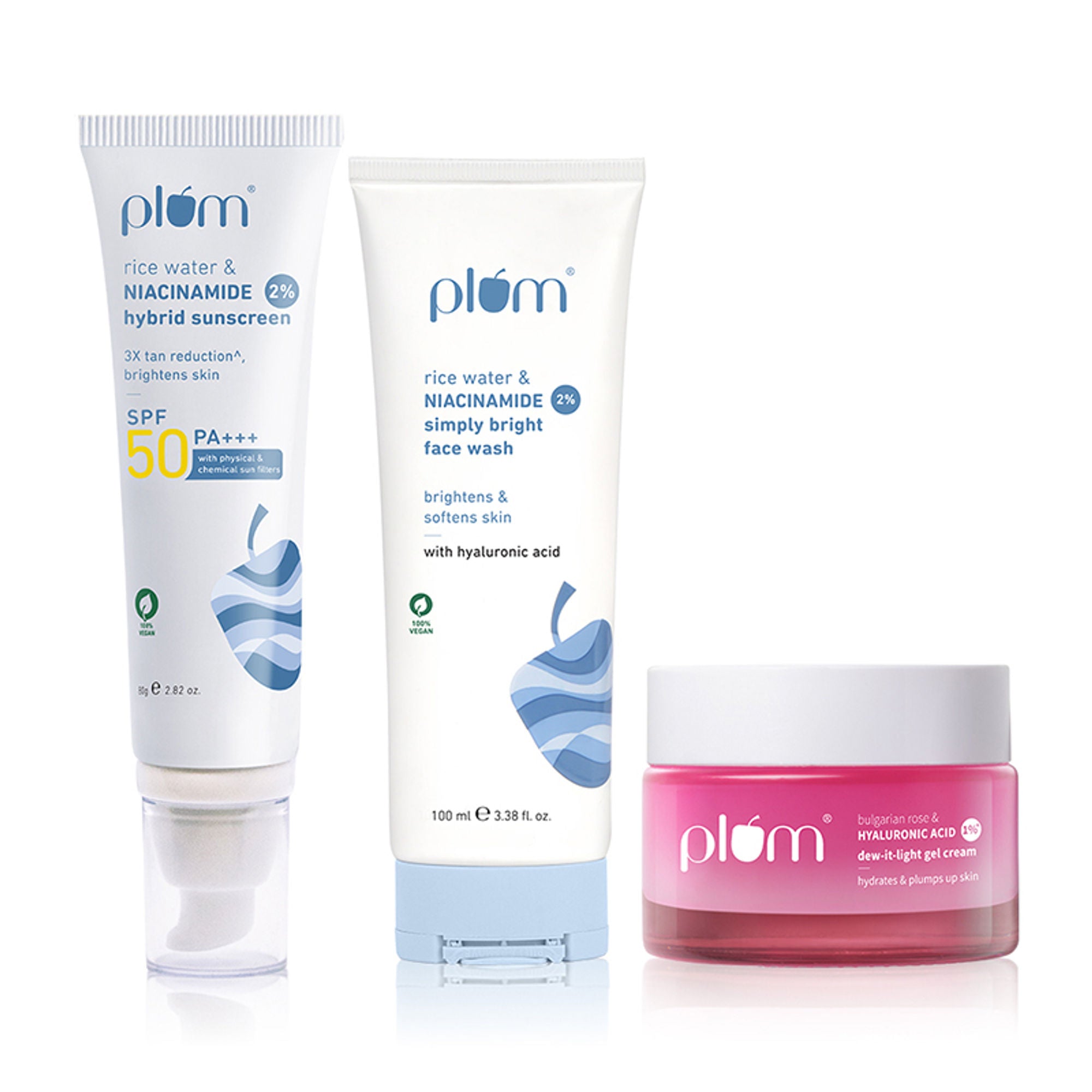 Plum Niacinamide & Hyaluronic Acid CSM Combo with SPF 50 PA+++ Trio for Hydrated Skin - Distacart
