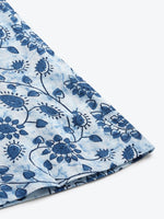 Thumbnail for TAG 7 Women White & Blue Printed Pure Cotton Flared Palazzos
