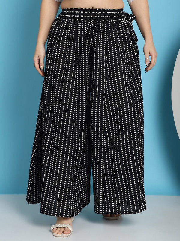 TAG 7 Geometric Printed Pure Cotton Flared Ethnic Palazzo