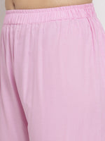 Thumbnail for TAG 7 Women Pink Solid Flared Palazzos