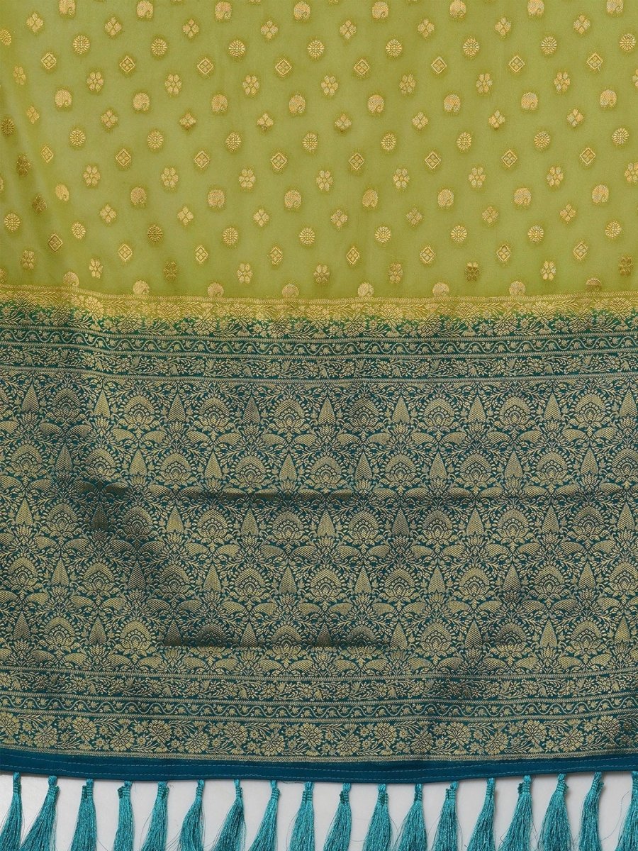 Anouk Green Ethnic Motifs Woven Design Zari Pure Georgette Kanjeevaram Saree - Distacart