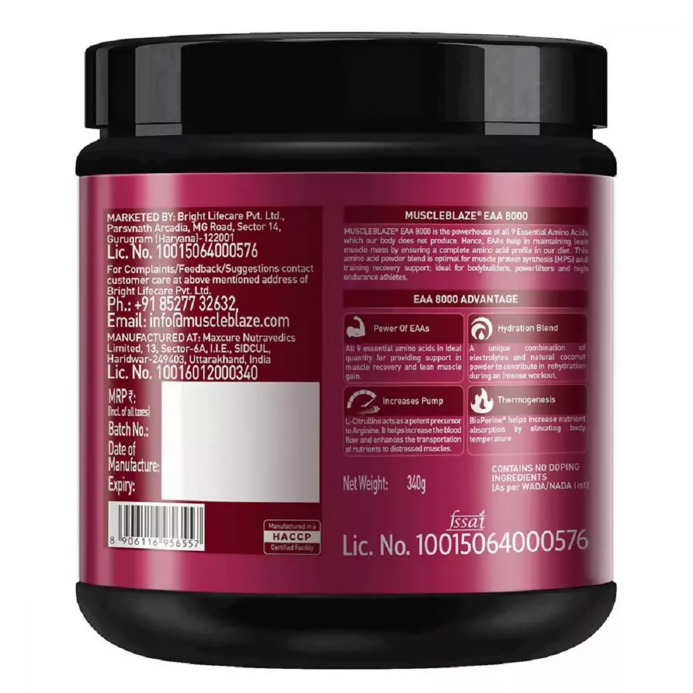 MuscleBlaze EAA 8000 Lemonade - Distacart
