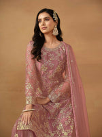 Thumbnail for Anaita Pink Embroidered Net Salwar Suit - Distacart