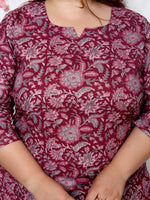 Thumbnail for Swasti Plus Size Floral Printed Sequinned Pure Cotton Kurta With Trouser & Dupatta