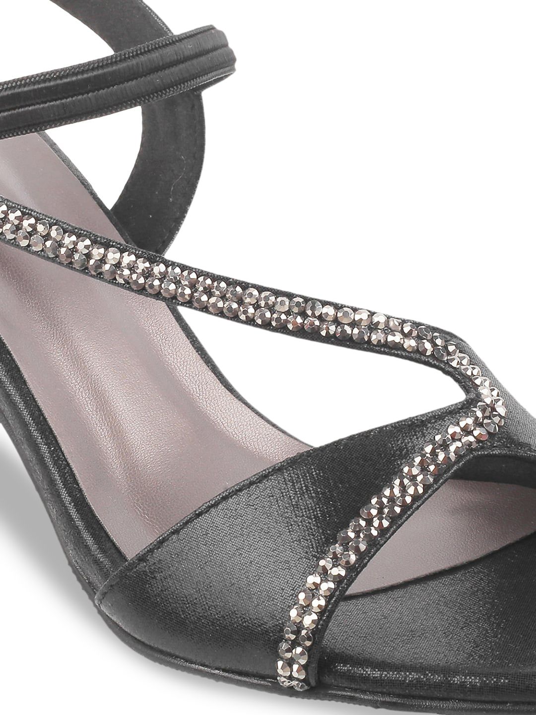 Metro Black Printed Kitten Pumps
