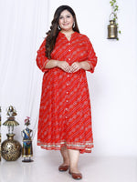 Thumbnail for Swasti Bandhani Printed A-Line Maxi Ethnic Dress