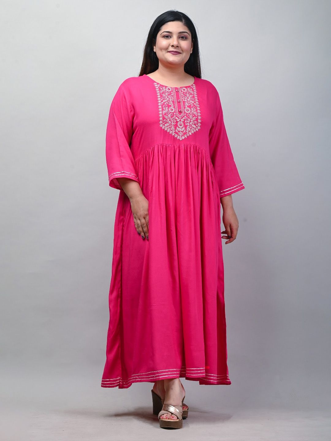 Swasti Ethnic Motifs Embroidered Ethnic Dress - Distacart