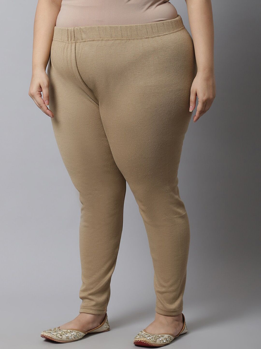 TAG 7 Women Plus size Beige Solid Leggings - Distacart