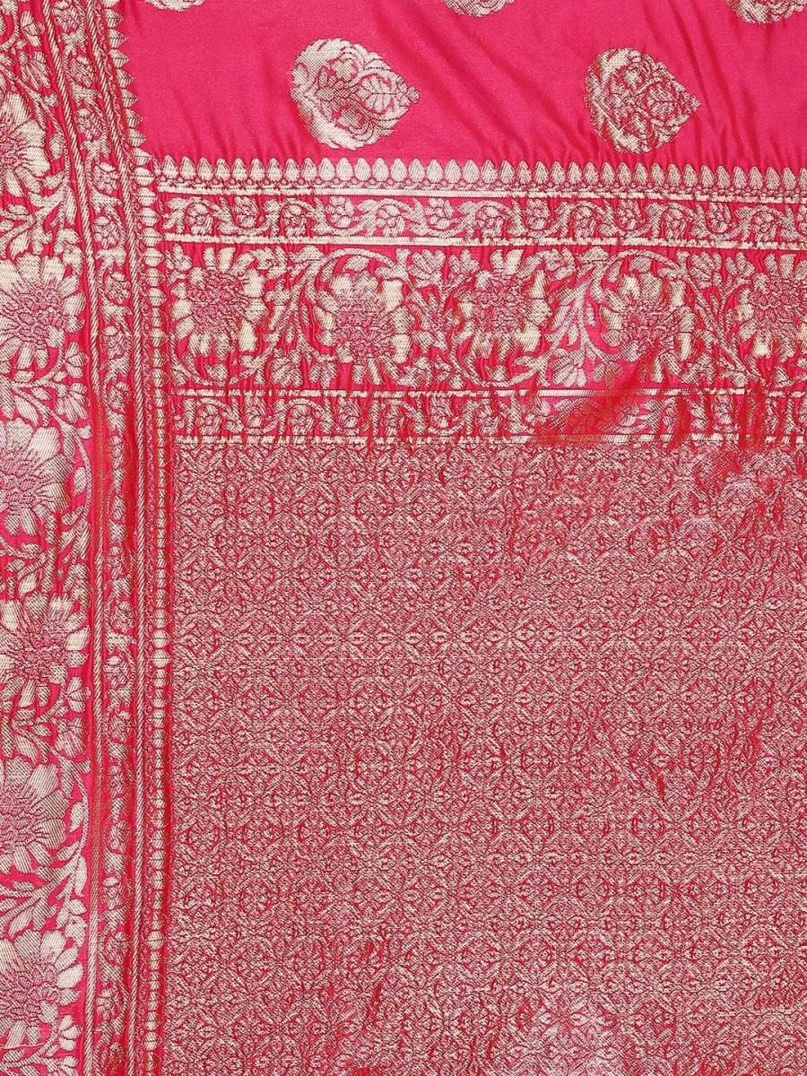 Anouk Pink & Gold-Coloured Woven Design Pure Silk Heavy Work Banarasi Saree - Distacart