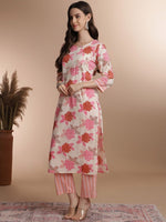 Thumbnail for Anouk Floral Printed Regular Pure Cotton Kurta With Trousers